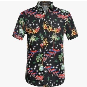 SSLR Christmas Print Shirt Short Sleeve Hawaiian Shirt Size L